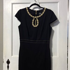 Jax Black Mini Dress with Gold Detailing